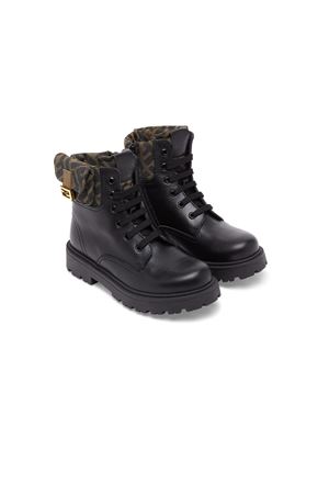 Black leather junior biker boots FENDI KIDS | JMR441AO14F0PMM